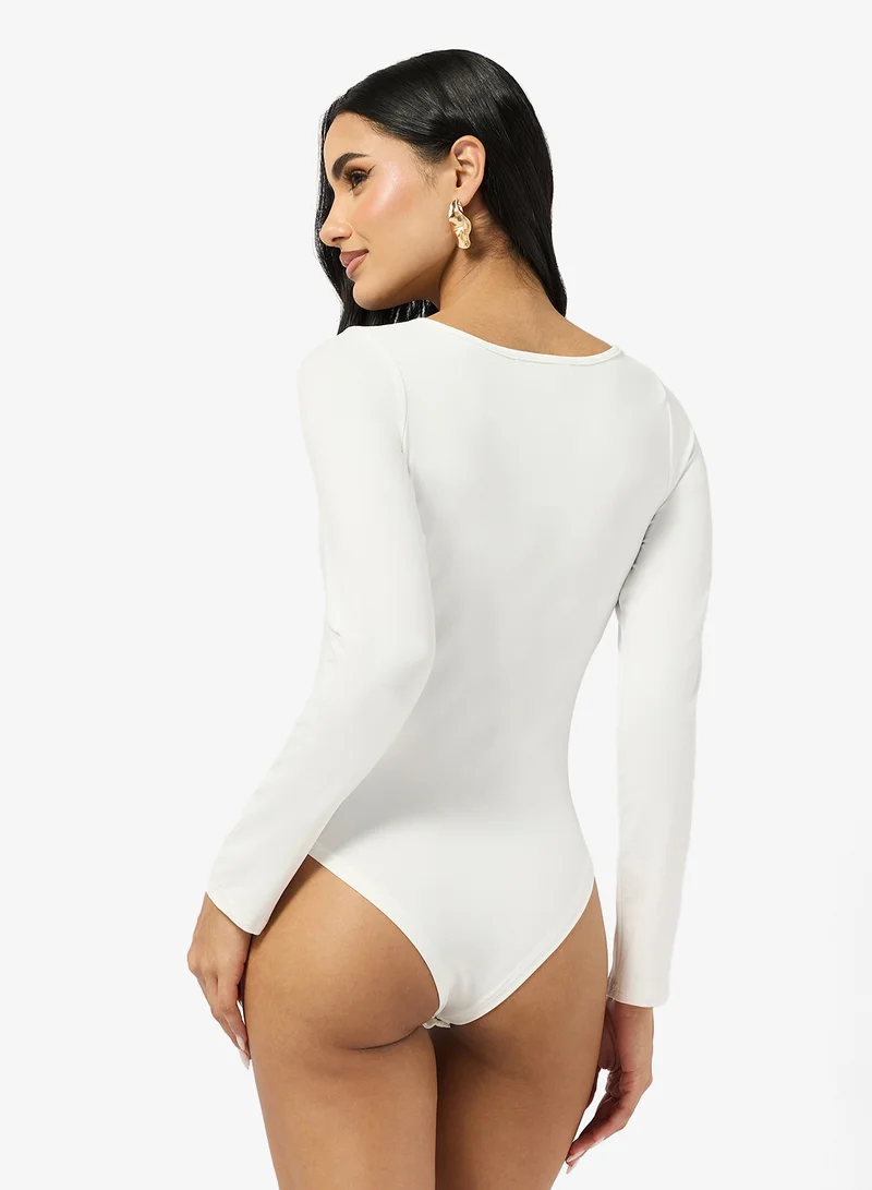 Ginger Basics Long Sleeves Scoop Neck Fitted Bodysuit
